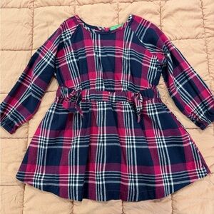 United Colors Of Benetton Pink and Blue Plaid Kids Dress